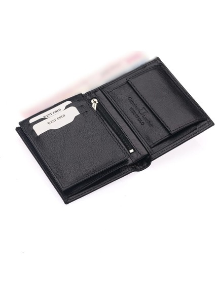 Bozuk Para Kağıt Para ve Bol Kart Bölmeli Hakiki Deri Erkek Cüzdanı - Siyah modelleri