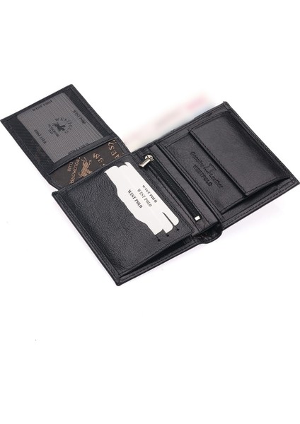 Bozuk Para Kağıt Para ve Bol Kart Bölmeli Hakiki Deri Erkek Cüzdanı - Siyah fırsatları