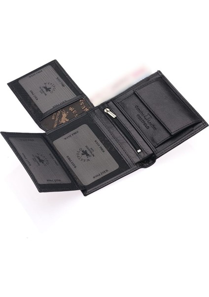 Bozuk Para Kağıt Para ve Bol Kart Bölmeli Hakiki Deri Erkek Cüzdanı - Siyah indirimleri