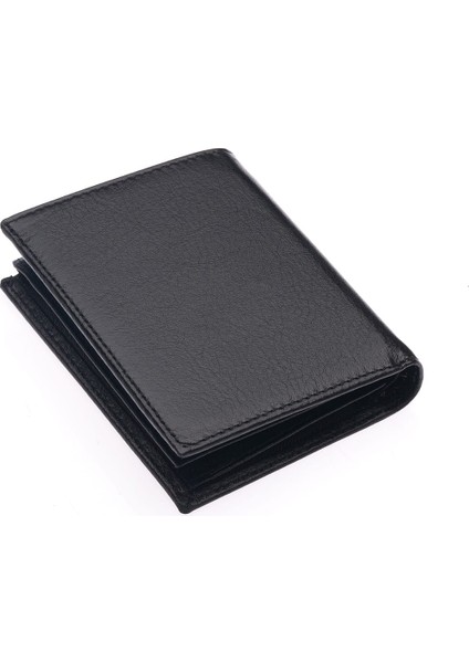 Bozuk Para Kağıt Para ve Bol Kart Bölmeli Hakiki Deri Erkek Cüzdanı - Siyah