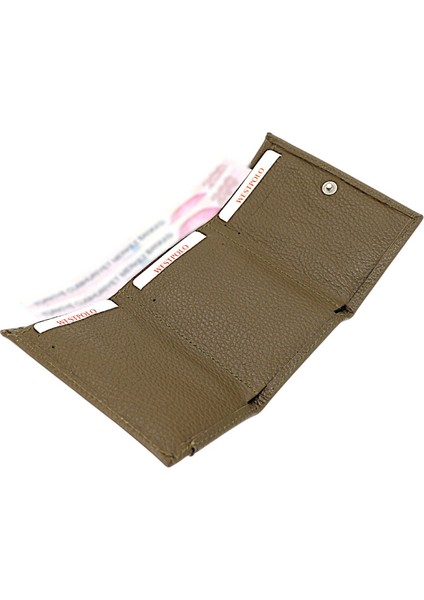 Unisex Hakiki Deri Bozuk Para ve Kağıt Para Bölmeli Cüzdan Kartlık - Haki fırsatları