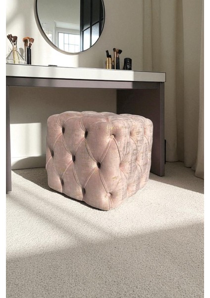 Küp Puf - BEST İthal Kadife Babyface Kumaş Varak Baskı - Modern Ve Şık Oturma Dekoratif Puf&Bench fiyatları
