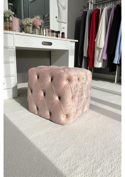 Küp Puf - BEST İthal Kadife Babyface Kumaş Varak Baskı - Modern Ve Şık Oturma Dekoratif Puf&Bench modelleri