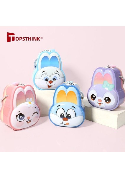 Sevimli Tavşan Tasarımlı Kilitli Metal Kumbara – 12.5X9X14.5 Cm, Renkli, Dayanıklı