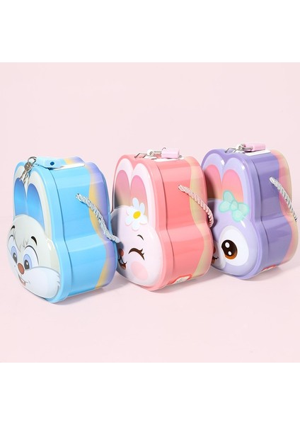 Sevimli Tavşan Tasarımlı Kilitli Metal Kumbara – 12.5X9X14.5 Cm, Renkli, Dayanıklı