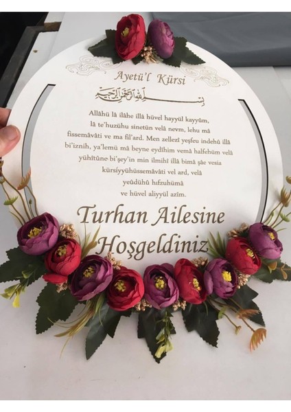 Evimize Hoşegeldiniz Kişiye Özel Kapı Süsü Çiçekli Model
