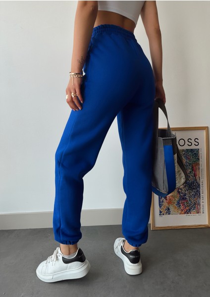 Kadın Lacivert Kışlık Kalın Içi Polarlı Yüksek Bel Paçası Lastikli Basic Jogger Eşofman Altı modelleri