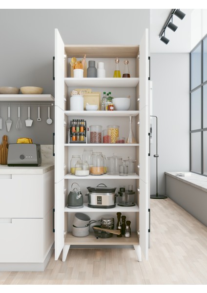 Çok Amaçlı Dolap Parlak Beyaz-Cordoba Kiler Mutfak Banyo Hol Kapaklı Raflı Dolap fiyatları