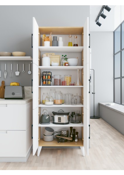 Çok Amaçlı Dolap Parlak Beyaz-Marbella Kiler Mutfak Banyo Hol Kapaklı Raflı Dolap fiyatları