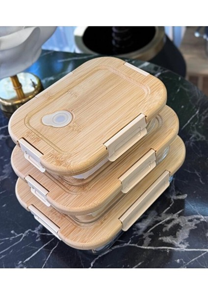 Bambu Kapaklı Vakumlu Cam Saklama Kabı Seti – 4'lü (640 ml / 1040 ml / 1520 ml / 2800 Ml) fiyatları