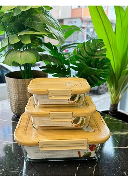 Bambu Kapaklı Vakumlu Cam Saklama Kabı Seti – 4'lü (640 ml / 1040 ml / 1520 ml / 2800 Ml) fırsatları