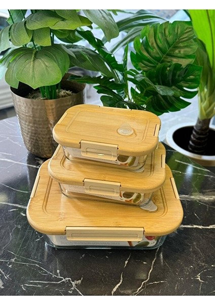 Bambu Kapaklı Vakumlu Cam Saklama Kabı Seti – 4'lü (640 ml / 1040 ml / 1520 ml / 2800 Ml) indirimleri