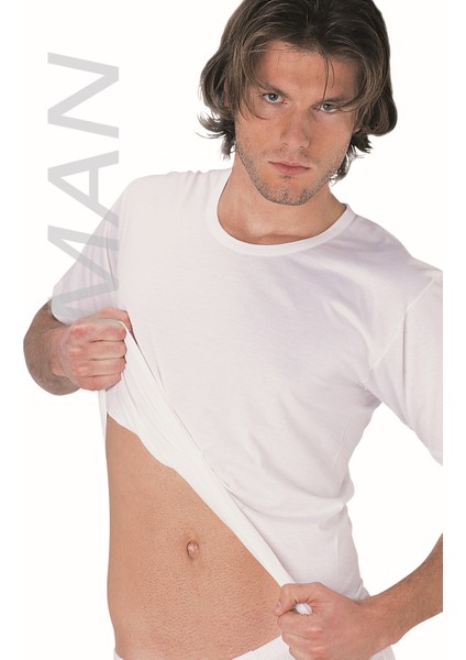 Erkek Beyaz Süprem Yarım Kollu Sıfır Yaka Atlet % 100 Pamuklu Fanila 3’lü Paket 112-3B