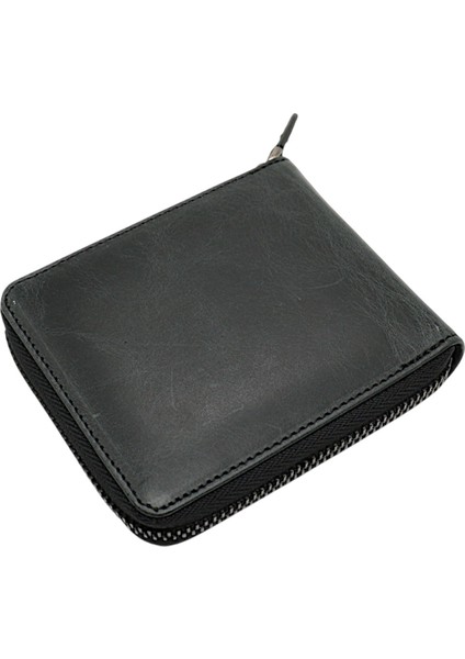 Unisex Kağıt Para ve Bol Kart Bölmeli Hakiki Eskitme Deri Cüzdan Kartlık - Antrasit indirimleri
