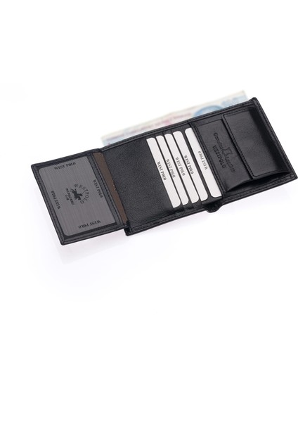 Chace Hakiki Deri Kağıt Para ve Bozuk Para Bölmeli Küçük Erkek Cüzdanı - Siyah fırsatları