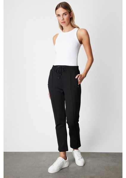 Kadın Fermuar Cepli Dar Paça Eşofman Altı 66914 Siyah