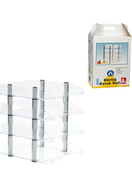 Masaüstü Organizer Evrak Rafı 4'lü Şeffaf