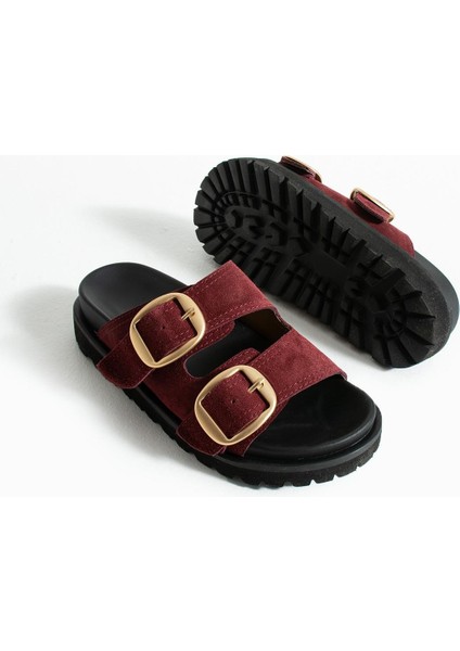 Tekstil-Nappa Hafif Comfort Kadın Bordo Terlik 25Y-1478 modelleri