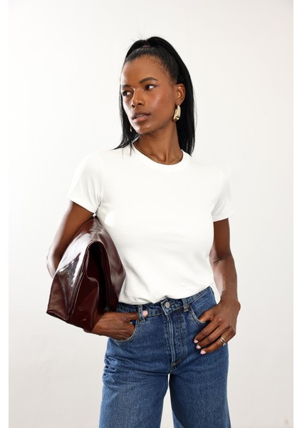 Ekru Fit Basic Tişört