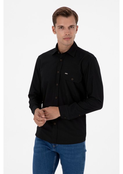 Erkek Siyah Gömlek Desenli 50316655-VR046