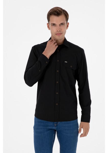 Erkek Siyah Gömlek Desenli 50316655-VR046 modelleri