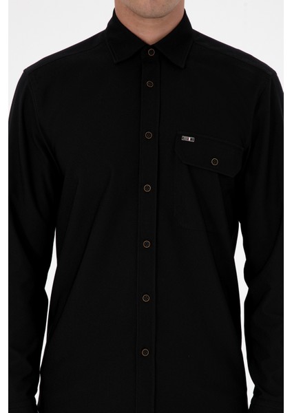 Erkek Siyah Gömlek Desenli 50316655-VR046