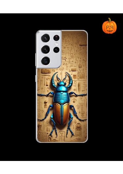 Samsung Galaxy S21 Ultra Uyumlu Şeffaf Kılıf Antik Mısır 3 Tasarımlı