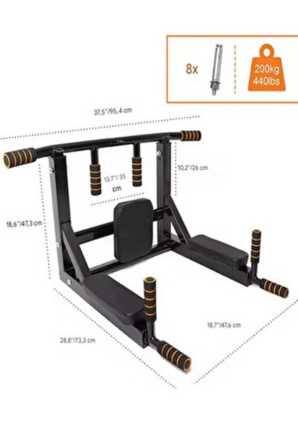 Barfiks Çekme Duvarı Güç Kulesi Çelik Malzeme ile 300 Kg Taşıma Kapasitesi