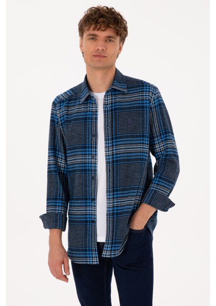 Erkek Mavi Gömlek Desenli 50316632-VR212
