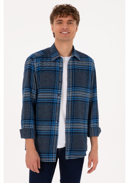 Erkek Mavi Gömlek Desenli 50316632-VR212 modelleri