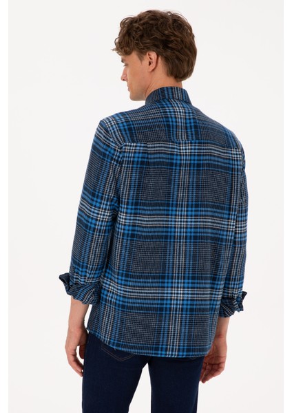 Erkek Mavi Gömlek Desenli 50316632-VR212 indirimleri