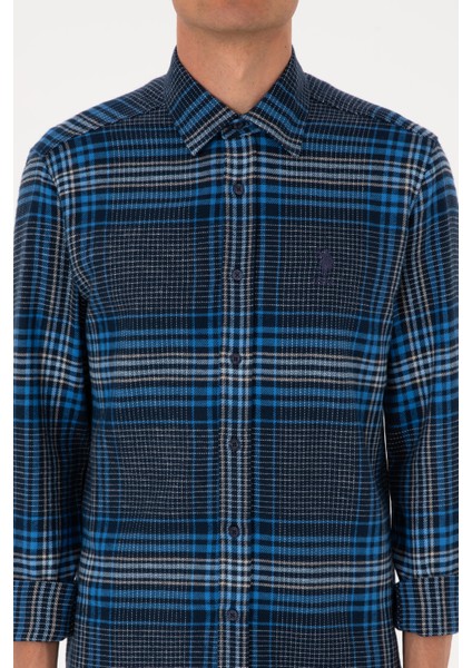 Erkek Mavi Gömlek Desenli 50316632-VR212