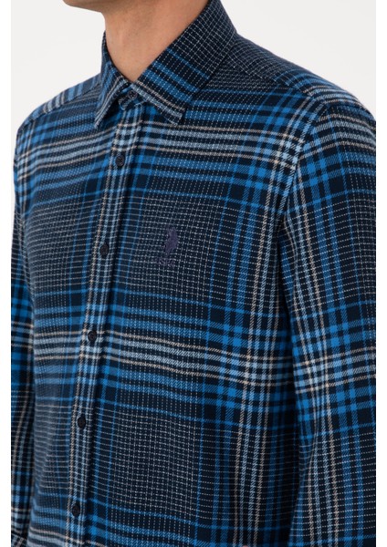 Erkek Mavi Gömlek Desenli 50316632-VR212