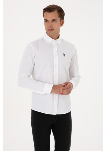 Erkek Beyaz Gömlek Desenli 50308611-VR013