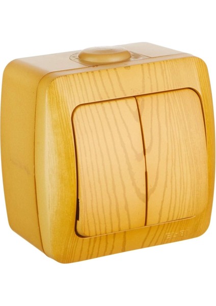 4 Adet Sıva Üstü Kayın Ahşap Renkli Komütatör Ikili Anahtar Alsu / Elbi modelleri