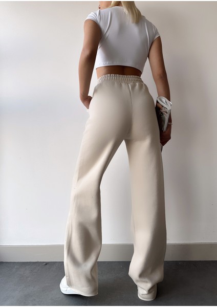 Kadın Taş Içi Polarlı Kışlık Bağcıklı Yüksek Bel Bol Paça Eşofman Altı fırsatları