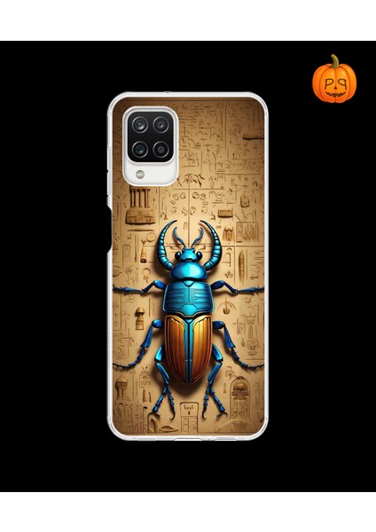 Samsung Galaxy A12 Uyumlu Şeffaf Kılıf Antik Mısır 3 Tasarımlı