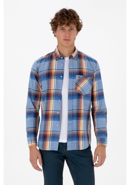 Erkek Koyu Mavi Gömlek Desenli 50308481-VR032