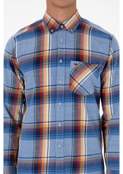 Erkek Koyu Mavi Gömlek Desenli 50308481-VR032