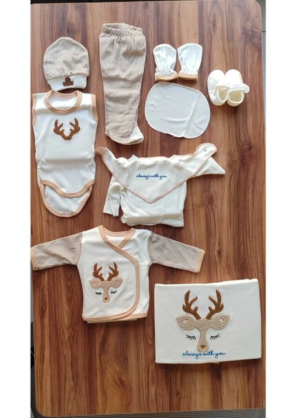 Organık Lüx Set Geyik Süzine 10 Parça Bebek Takımı