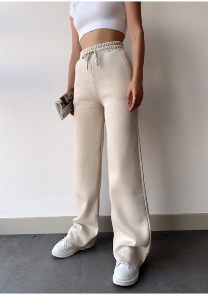 Kadın Taş Içi Polarlı Kışlık Bağcıklı Yüksek Bel Bol Paça Eşofman Altı indirimleri