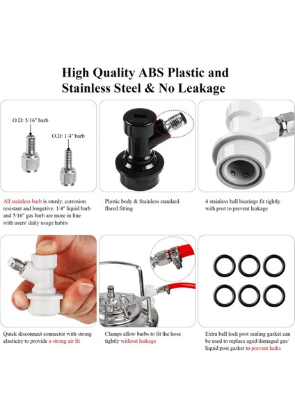 Ball Lock Fıçı Direği Hızlı Bağlantı Seti, Corny Fıçı Bağlantı Parçaları, Ev Yapımı Paslanmaz Çelik Corny Fıçı Direği 19/32-18 Dişi Dişli (Yurt Dışından) modelleri