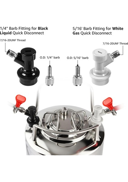 Ball Lock Fıçı Direği Hızlı Bağlantı Seti, Corny Fıçı Bağlantı Parçaları, Ev Yapımı Paslanmaz Çelik Corny Fıçı Direği 19/32-18 Dişi Dişli (Yurt Dışından) fırsatları