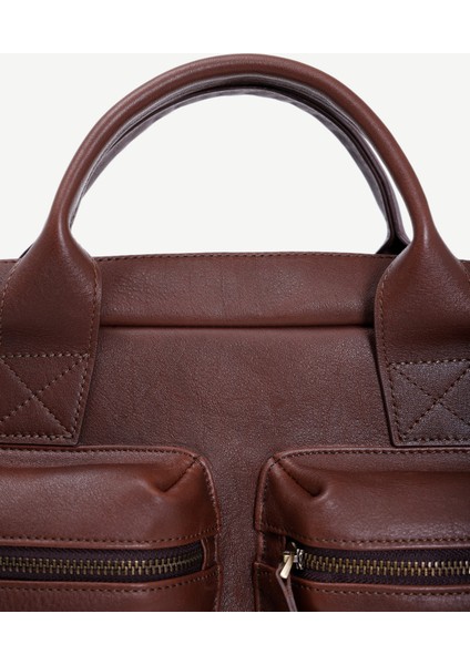 Fonksiyonel Çok Bölmeli Deri Laptop Çantası