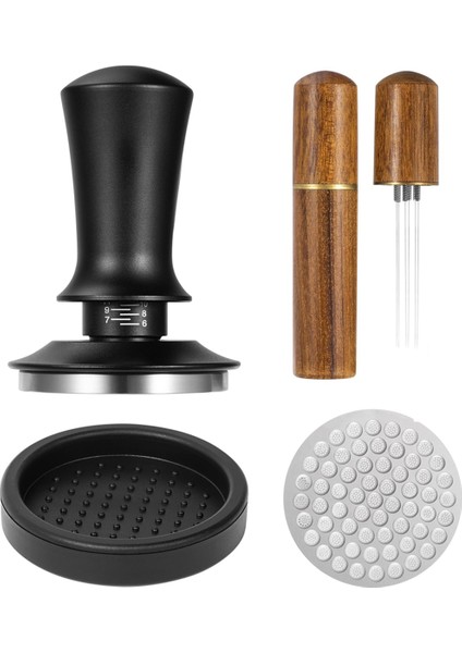 51 mm Espresso Tamper ve Karıştırıcı Seti, Düz Yaylı Paslanmaz Çelik Tabanlı Espresso Kahve Tamper (Yurt Dışından)