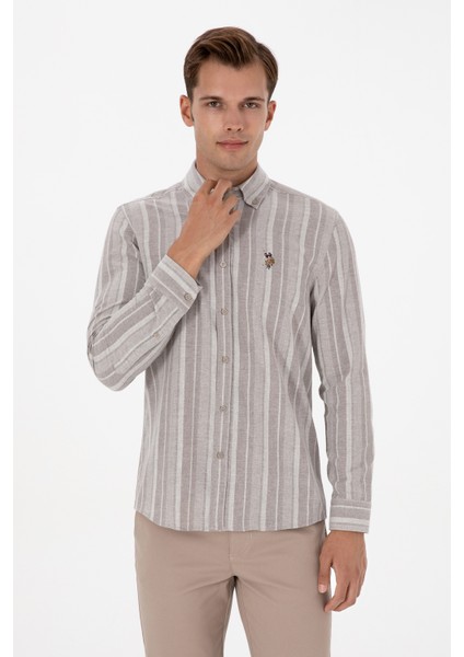 Erkek Açık Kahverengi Gömlek Desenli 50316565-VR002