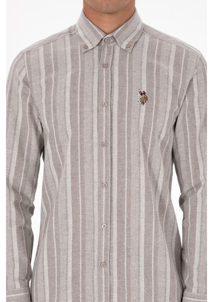 Erkek Açık Kahverengi Gömlek Desenli 50316565-VR002