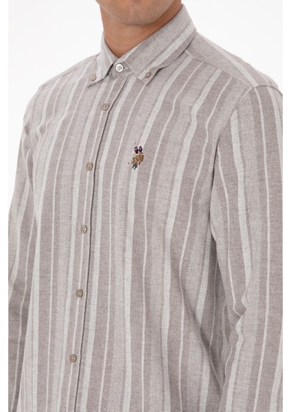 Erkek Açık Kahverengi Gömlek Desenli 50316565-VR002