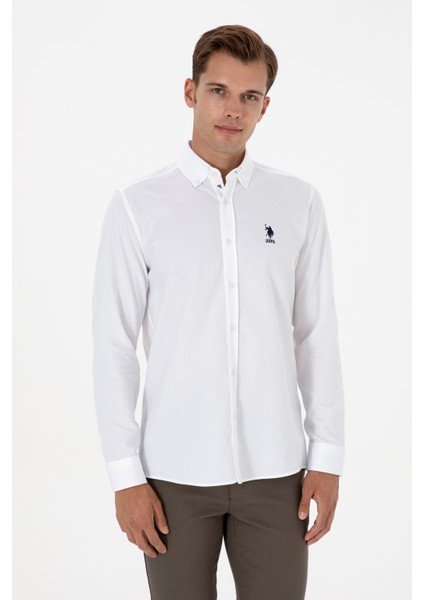 Erkek Beyaz Gömlek Desenli 50316662-VR013