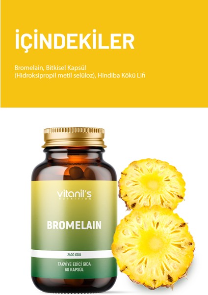 Bromelain 60 Bitkisel Kapsül - 2400 GDU fiyatları